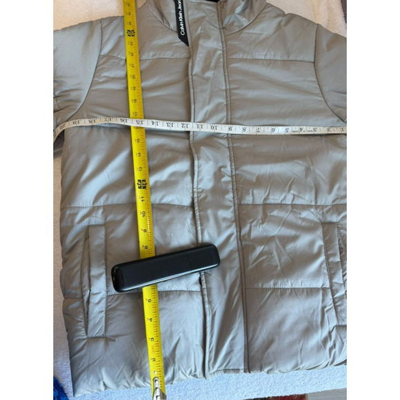 NWT Calvin Klein Jean Gray Puffer Zip Hoodie fleece lined Jacket large L-14/16 - Picture 6 of 12